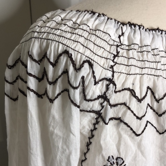 Melissa Odabash Embroidered Long Sleeve Peasant Top M - Picture 6 of 10